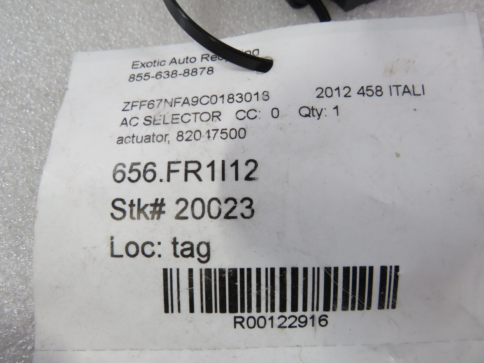 Ferrari 458, 488, California, FF, Actuator, Used, P/N 82047500