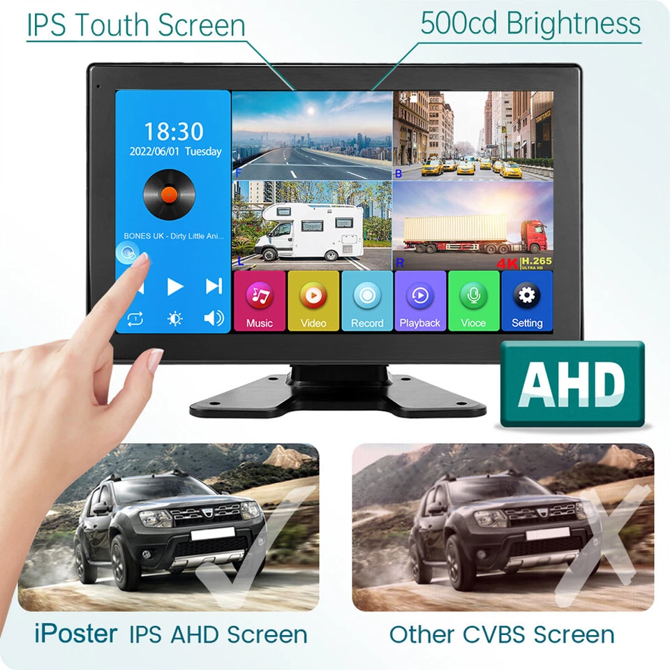 4K RV Backup Camera System 10.36" Touch Monitor for Truck Bus Rear Side View DVR - Image 3 of 4