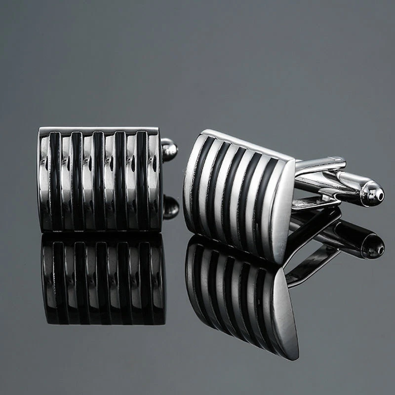 Men Clasps Jewelry Vintage Cufflinks Rhinestone Classic Silver Cuff Links Tie - Image 3 of 4