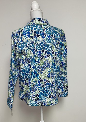 NWT Koret jacket Blazer Floral Blue Green Missy Size Large Womens - Picture 2 of 9