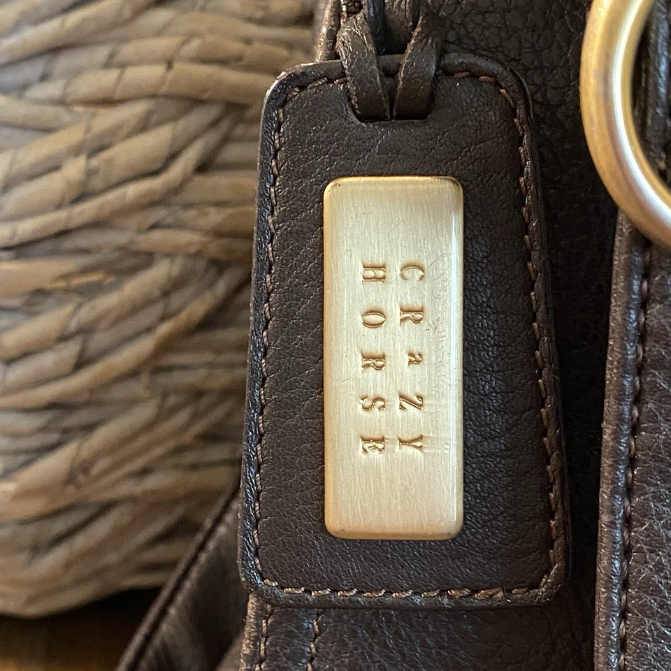 Bandolera de cuero marrón vintage Crazy Horse leer Foto 2 de 4