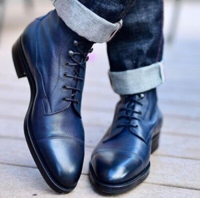 Bespoke Handmade Oxford Lace Up Leather Ankle Men display picture 1