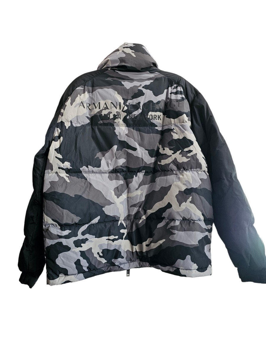 Armani Exchange Down Jacket In Gray Camo Size S NWT | eBay