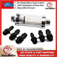 Universal 1/4" 5/16" 3/8" Chrome Glass Reusable Washable Inline Fuel Filter