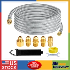 12FT Stainless Braided Propane Hose, High Pressure, 3/8" Flare to NPT Fittings