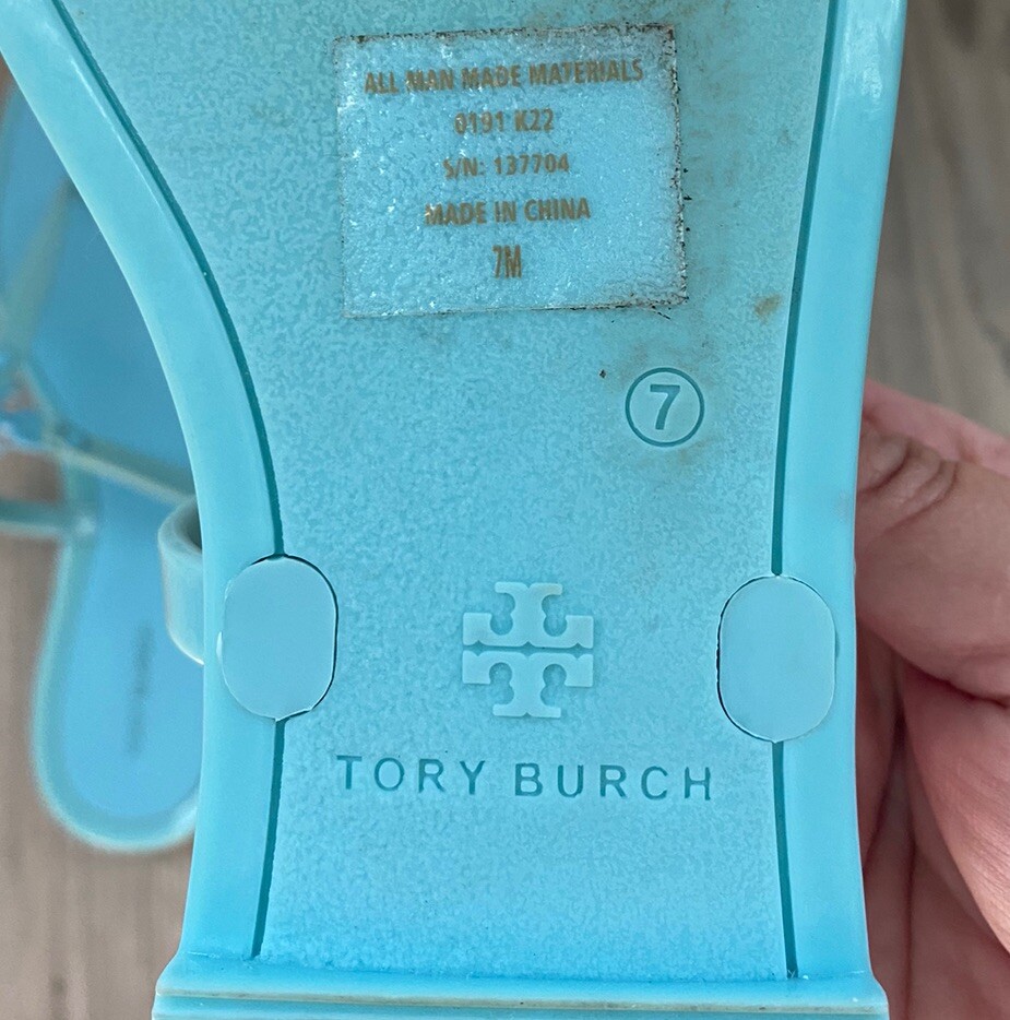 Tory Burch Roxanne Jelly Sandals Shoes Light Island Blue Sz