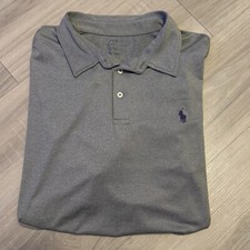 Polo Ralph Lauren Polo Shirt XL Grey Performance Stretch Purple Pony Preppy Golf