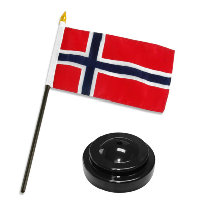 Trade Winds Norway Norwegian Flag Desk Set - 4x6 Inch Table Flag With Black Base And 9" Staff - View #2
