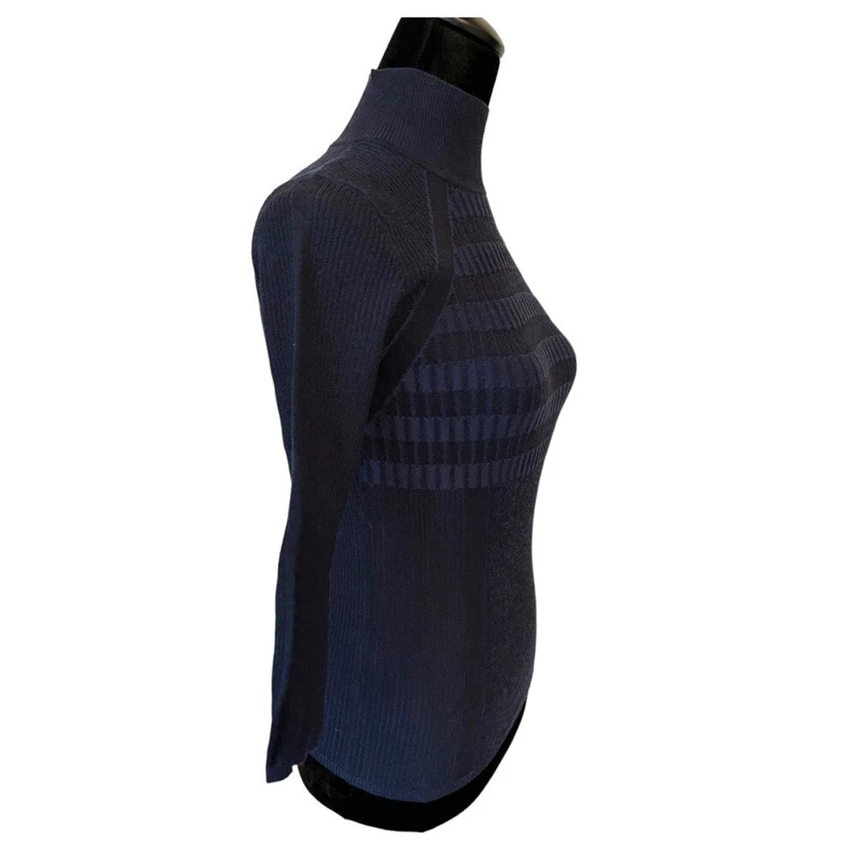 Karen Millen Blue Stripe 3/4 Sleeve Sweater Size 2 H19 - Image 4 of 4