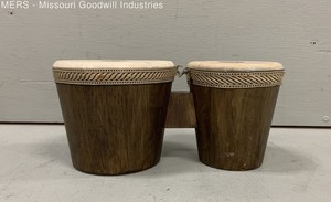 LP Music Collection Small Bongo Drum Set Wood Shells Natural Heads Mini Bongos