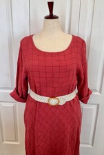 Women's Size Large (14-16) or Med (8-12), 100% Linen Midi Dress by Lisa Bayne
