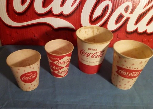 Coca-Cola Vintage Paper Cups (lot of 4) from a collection