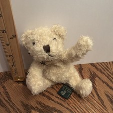 Small Russ Berrie plush Bears In Love Plaid Bow White