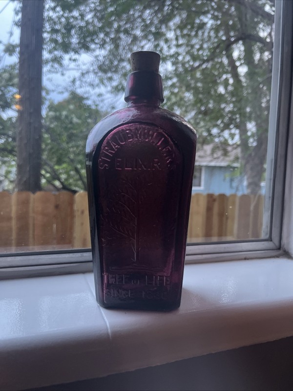 Vintage Embossed Straubhuller's Elixir -Tree Of Lite Bottle (purple)