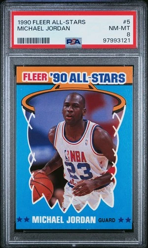 Fleer 1990-91 All-Stars Michael Jordan #5 Graded Insert Card Bulls NM-MT PSA 8
