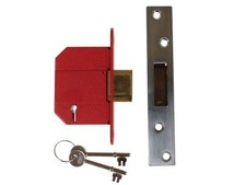 Image of UNION StrongBOLT 2100S BS 5 Lever Mortice Deadlock 68mm 2.5in Satin Chrome Box