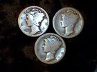 1916,1917,1918 Mercury Dimes