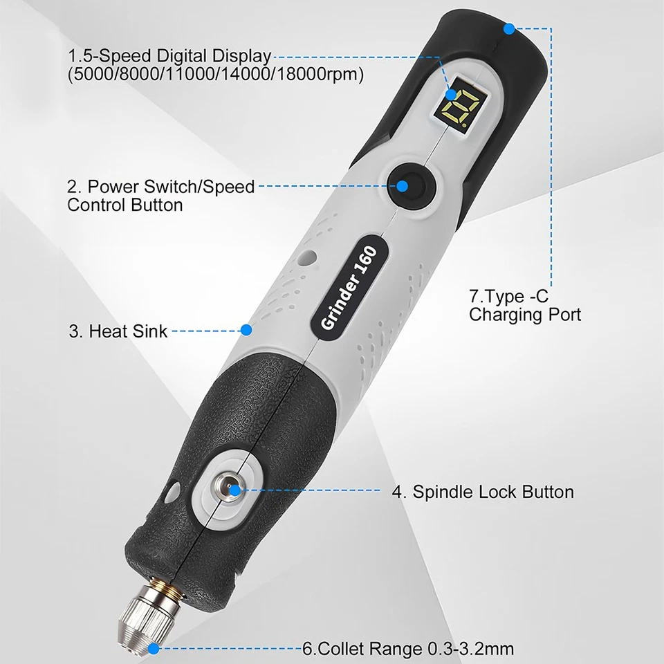 113Tlg Mini Multifunktionswerkzeug Akku für Mehrzweck Drehwerkzeug 18000U/min DE - Bild 3 von 4