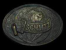 TF05135 VINTAGE 1970s SCHLITZ BEER ADVERTISEMENT BELT BUCKLE