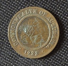 Australian 1922 Half Penny Missing The ONE HALF PENNY  