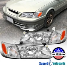 Fit 2000-2001 Toyota Camry Headlights Lamps+Corner Turn Signal Lights Left+Right
