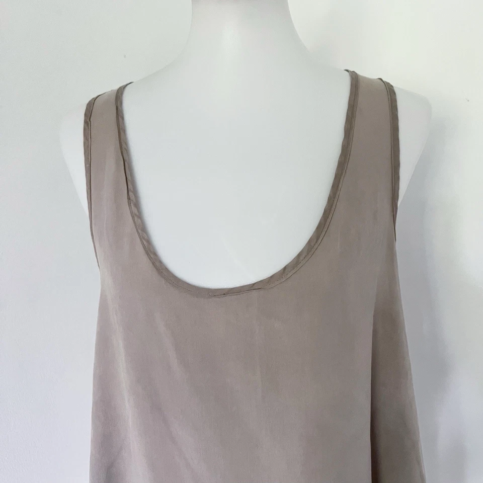 Go by GoSilk Майка L серо-коричневый 100% шелк чистый вырез блузка без рукавов - Изображение 4 из 4