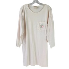 Victoria Secret Gold Label Cotton Nightgown Womens Size M/L Floral Embroidered