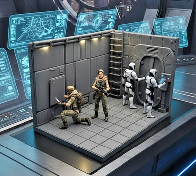 Space Station Corridor Diorama 1:18 Scale Modular Backdrop for 3.75'' - 4'' Figure
