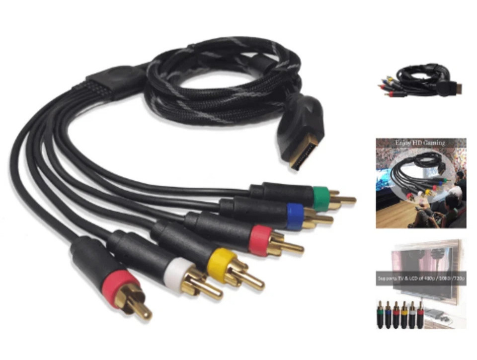 NEW！HD Retrovision PlayStation 2/3 PS2/PS3 Premium YPbPr Component Video Cable
