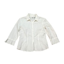 Real Clothes Womens Button Front Top 8 White ...