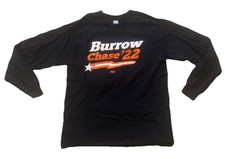 Cincinnati Bengals NFL Burrow Chase 22 Men s Long Sleeve Black Shirt Sz Large L