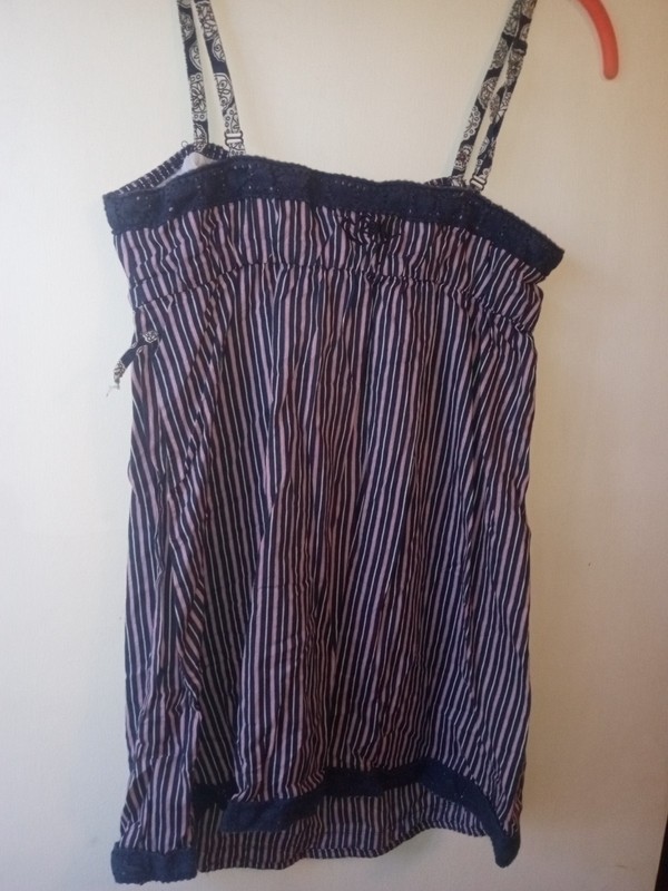 RXY Summer top, blue, pink striped, size xs