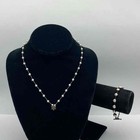 Ca' d'Oro 925 Sterling Silver Pearl Star of David Necklace Bracelet Set 17" 8" — photo 1