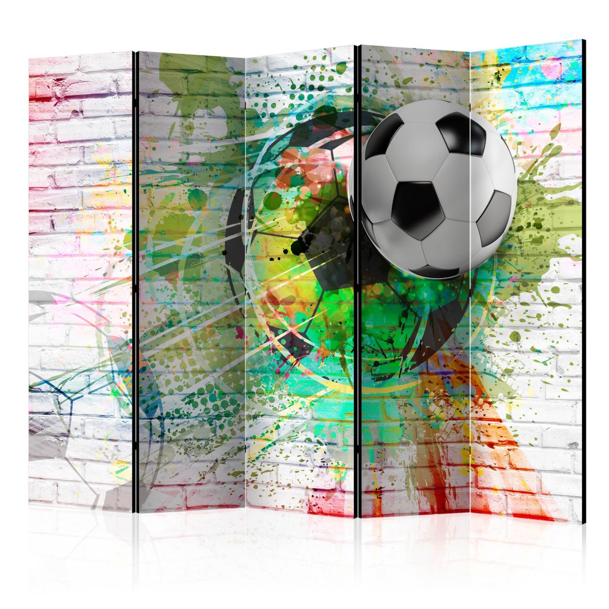 Paravent 5 volets Colourful Sport grand format 225 cm cloison amovible pour loft et bureau