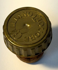 Galliano L'Autentico Bottle Stopper Cork w/ Gold Tone Metal Top Brown/Gold