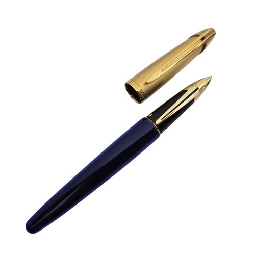 Vintage Waterman Edson Fountain Pen Sapphire Blue - Fine 18K Gold Nib - Picture 5 of 12