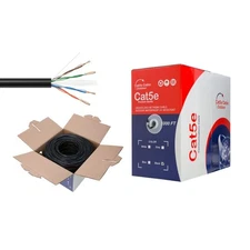 1000ft Cat5e OUTDOOR Cable UTP 24AWG Ethernet Solid Wire UV Rated Direct Burial