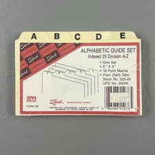 Vintage Smead Alphabetic Guide Set A - Z  3”x5” Form 337 USA 525-25 New