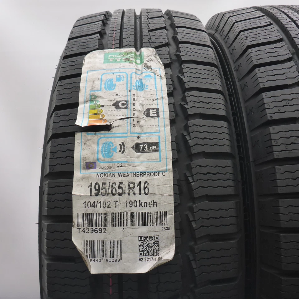 195 65 16C 2x NOKIAN 195/65 R16C 104/102T Weatherproof C Winterreifen 2017 VOLL - Bild 2 von 4