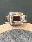 Sterling 18k Gold And Tourmaline Size 7 Ring Vintage