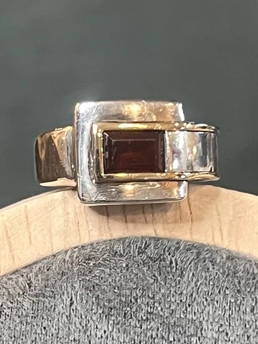 Sterling 18k Gold And Tourmaline Size 7 Ring Vintage