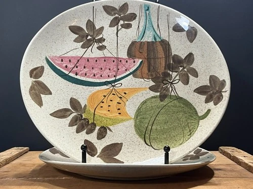 Vtg Red Wing Pottery "Tampico" 10 3/4" Dinner Plates MCM - set of 2