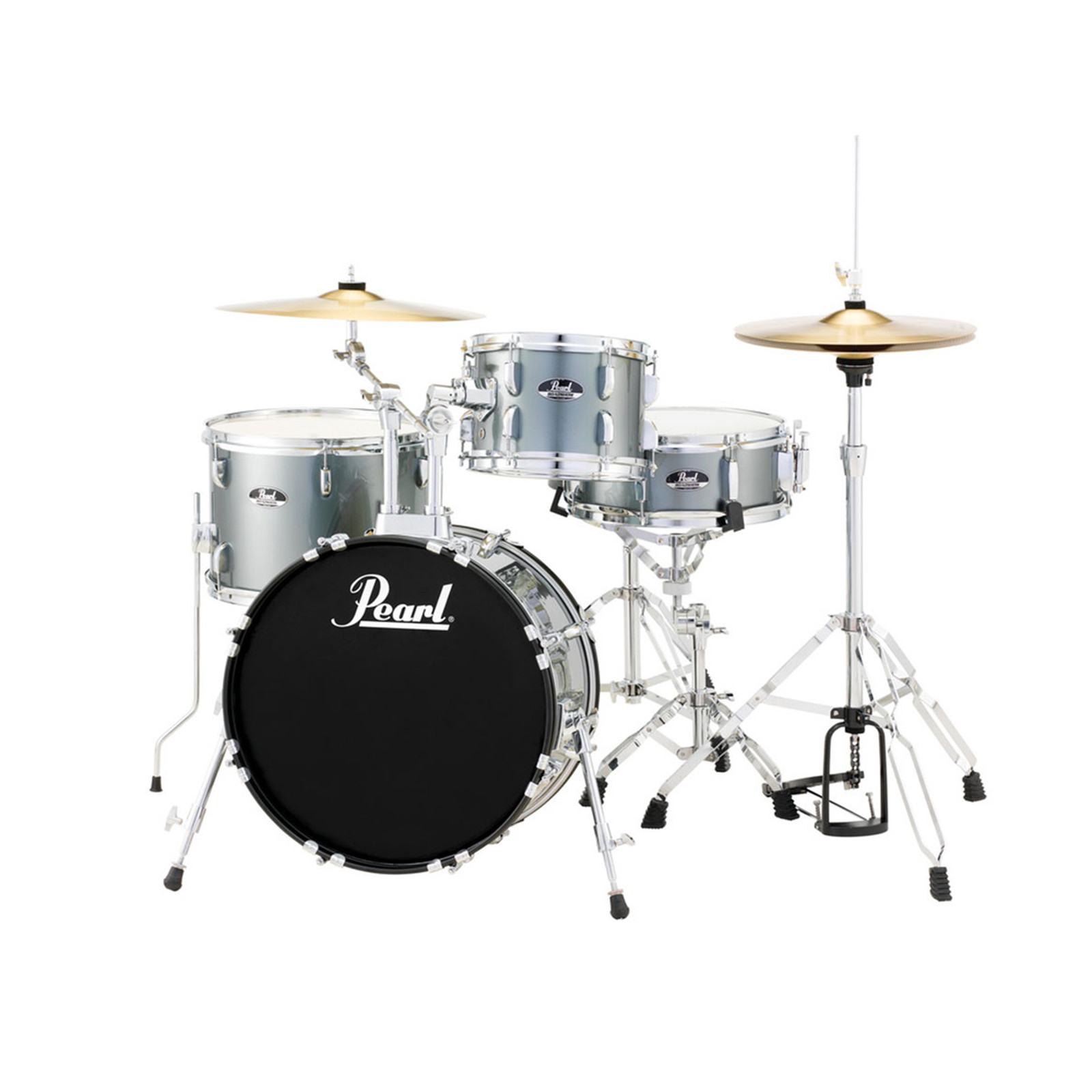 Pearl Roadshow 4-Piece Complete Drum Set w/18"x12" Kick & Cymbals - Charcoal
