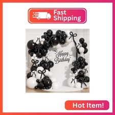 HKYOOD Black Bow Balloon Garland Arch Kit - 206Pcs Black and White Party Decorat