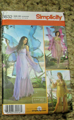 Simplicity patterns 3632 fairy costume new uncut sz 14,16, 18, 20