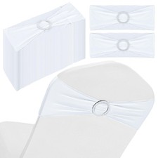 50 PCS White Spandex Wedding Chair Sashes Universal Elastic Ties Decor