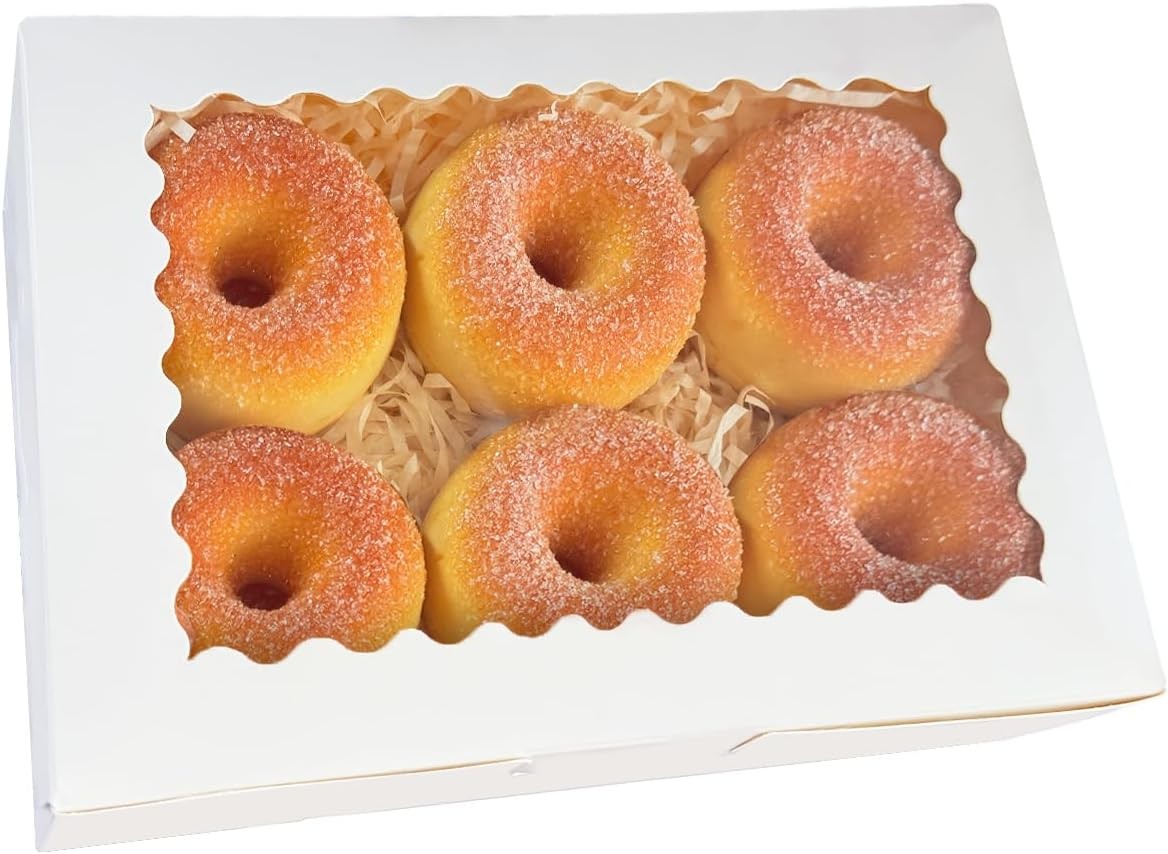 qiqee 9x6x2.5 Inch White Cookie Box with Window 15Pcs Pastry Macaron 