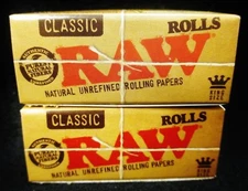 2 Boxes of Raw Classic King Size Natural Unrefined 3 Meter Rolls Rolling Papers