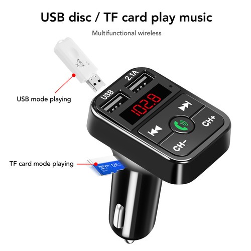 Car Wireless FM Bluetooth 5.0 Transmitter Adapter 2USB PD Charger AUX Hands - Afbeelding 9 van 12