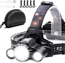 Headlamp Brightest 6000 Lumen LED Work Head Light,Rechargeable IPX4 Waterproof